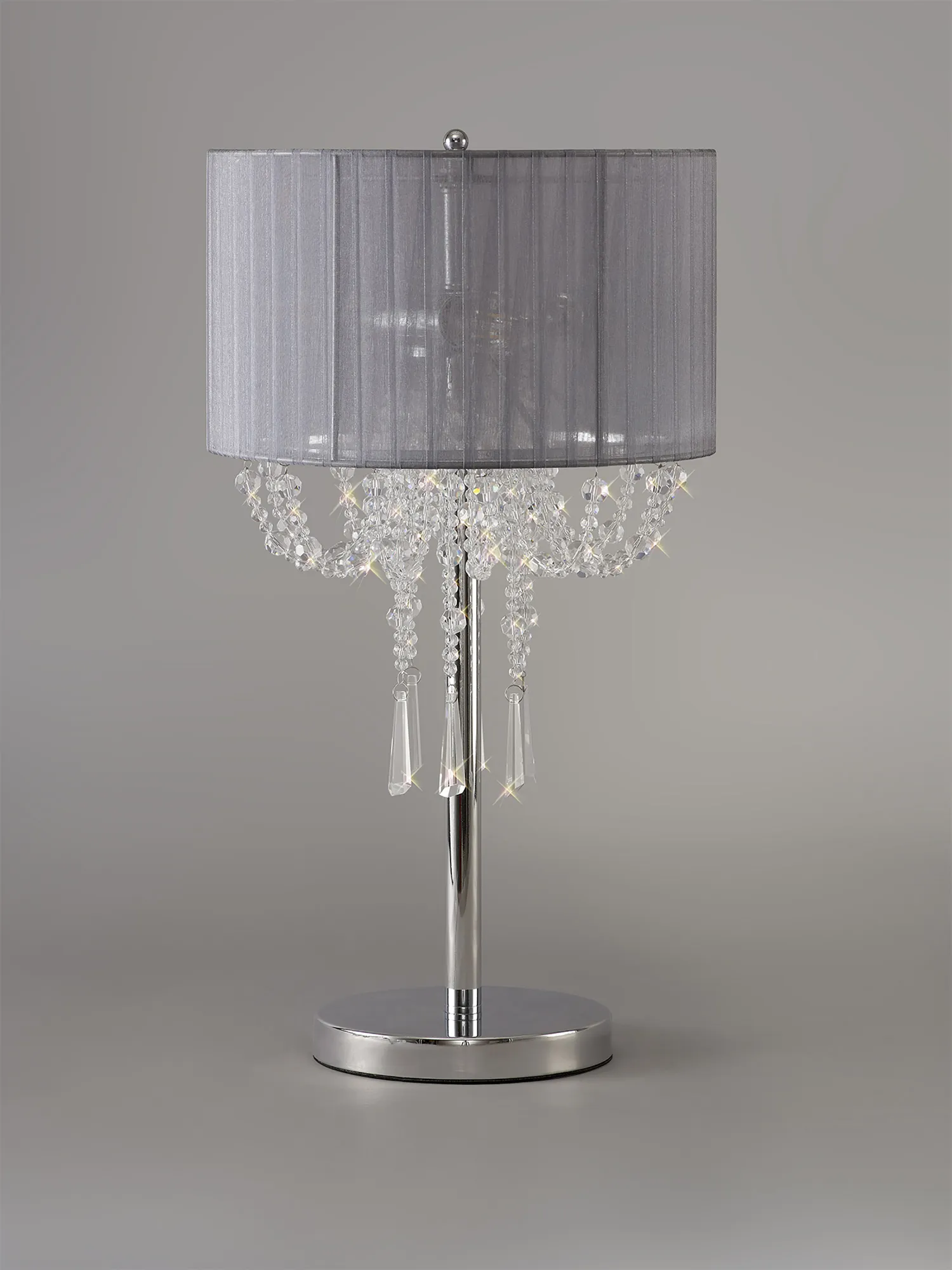 Freida Polished Chrome-Grey Crystal Table Lamps Diyas Shaded Table Lamps
